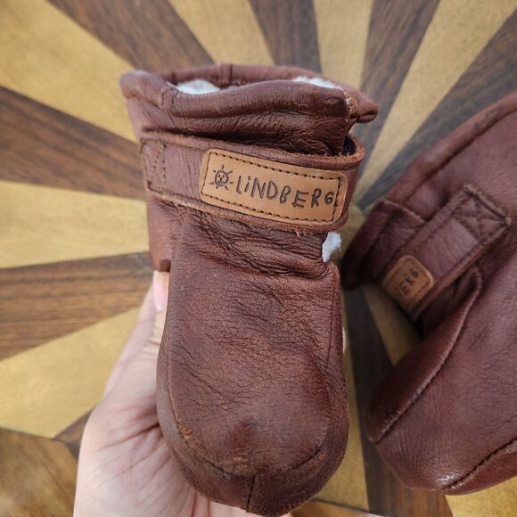 Lindberg Baby Booties Soft Brown Leather Fur Lining Winter Boots Shoes Warm - Picture 7 of 13